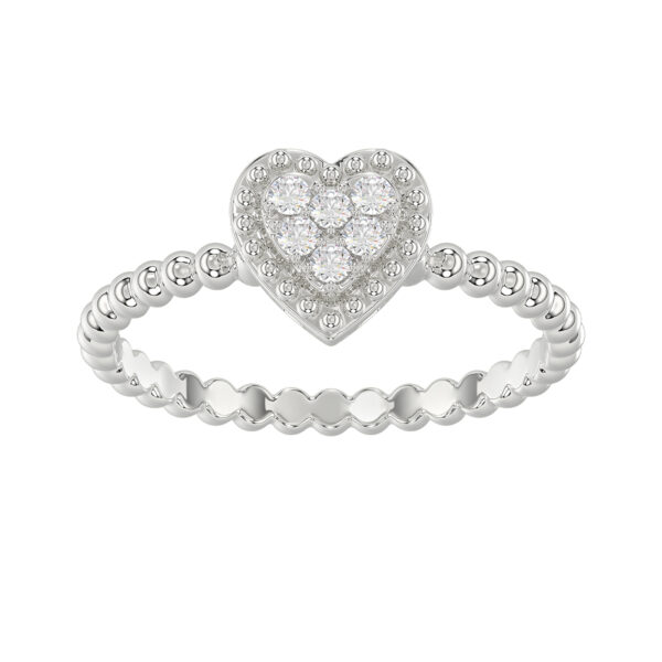Ladies 0.10Ct Round Diamond Halo Heart Ring Sterling Silver Stylish Women�S Engagement & Promise Ring