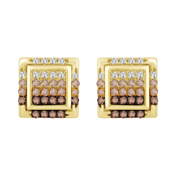 LADIES EARRINGS 0.50CT ROUND DIAMOND 10K YELLOW GOLD