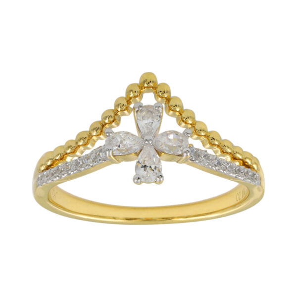 LADIES RING 0.33CT ROUND/PEAR DIAMOND 14K YELLOW GOLD
