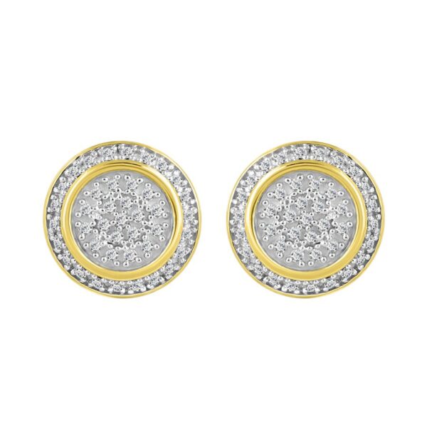 MEN'S STUD EARRINGS 0.25CT ROUND DIAMOND 10K YELLOW GOLD