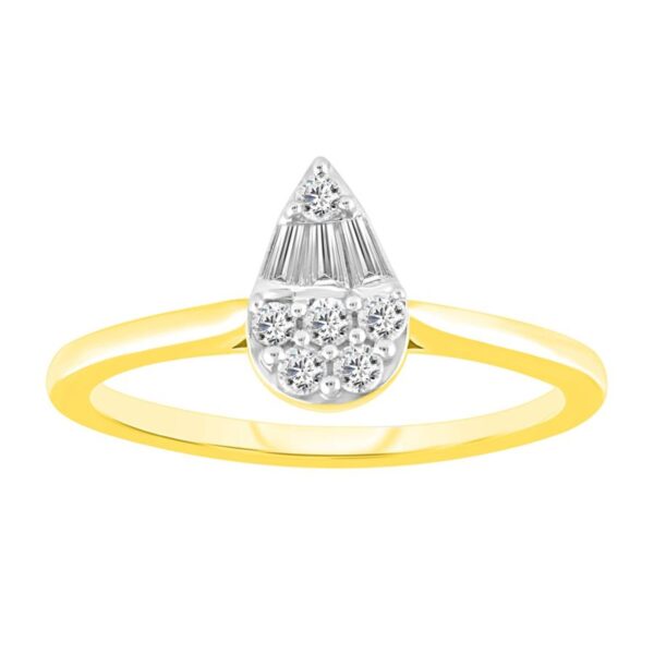 LADIES RING 0.25CT ROUND/BAGUETTE DIAMOND 10K YELLOW GOLD