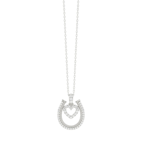 LADIES PENDANT WITH CHAIN 0.25CT ROUND DIAMOND 14K WHITE GOLD