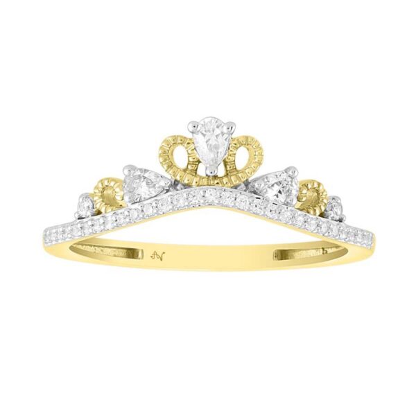 LADIES RING 0.25CT ROUND/PEAR DIAMOND 10K YELLOW GOLD