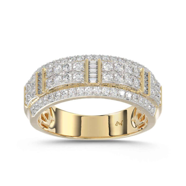 MEN'S BAND 1.00CT ROUND/BAGUETTE DIAMOND 10K YELLOW GOLD