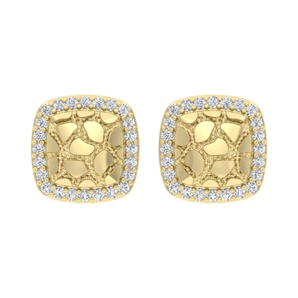 “Ladies Nugget Halo Fashion Earrings 0.25Ct Round Diamond 10K Yellow Gold – Fashionable Women’S Jewelry Gift