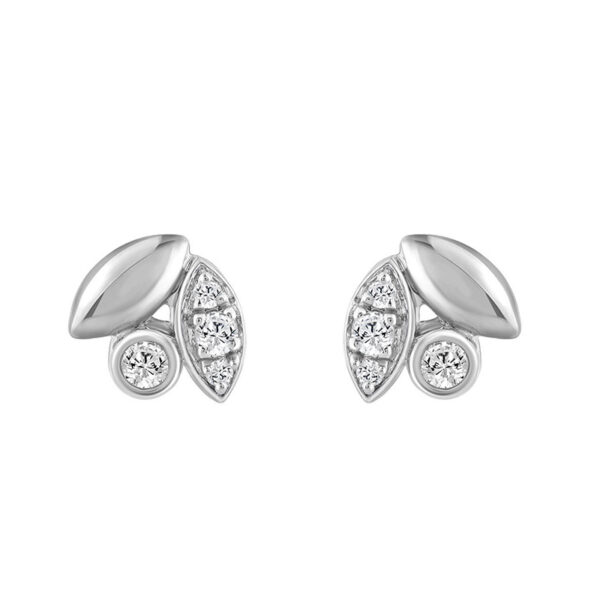 Elegance Ladies Round Diamond Cluster Fashion Earrings In 10K White Gold – Marquise Design