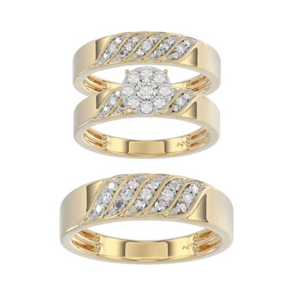 LADIES TRIOS SET 0.33CT ROUND DIAMOND 10K YELLOW GOLD