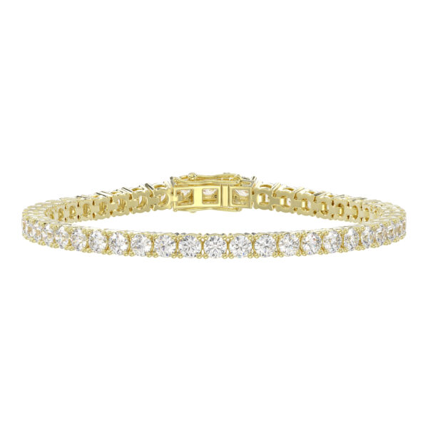 LADIES TENNIS BRACELET 5.00CT ROUND DIAMOND 14K YELLOW GOLD
