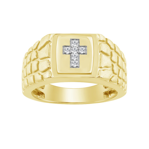 “Elegant Men’S Fashion Ring 0.10Ct Round Diamond Yellow Gold Luxury Statement Jewelry For Men