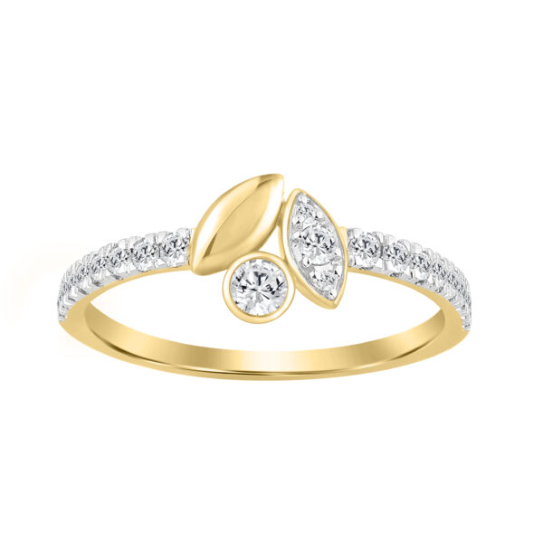 Elegance Ladies Round Diamond Cluster Fashion Ring In 10K Yellow Gold – Marquise Design