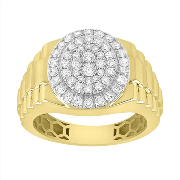 10K Yellow Gold  Men's Diamond Fashion Ring 1.00 CT Round Cut Diamond