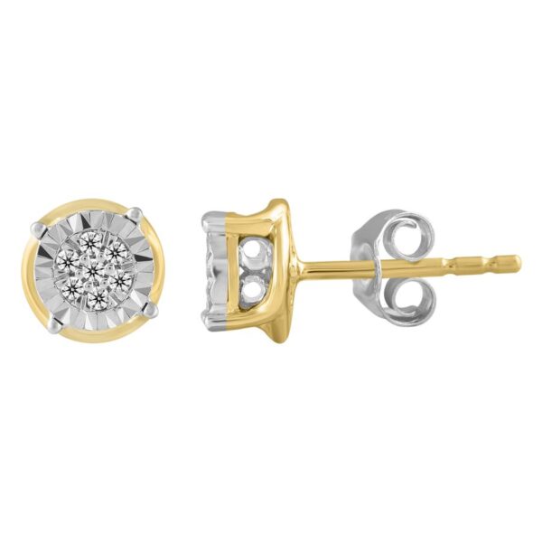 LADIES STUD EARRINGS 0.10CT ROUND DIAMOND 10K YELLOW GOLD