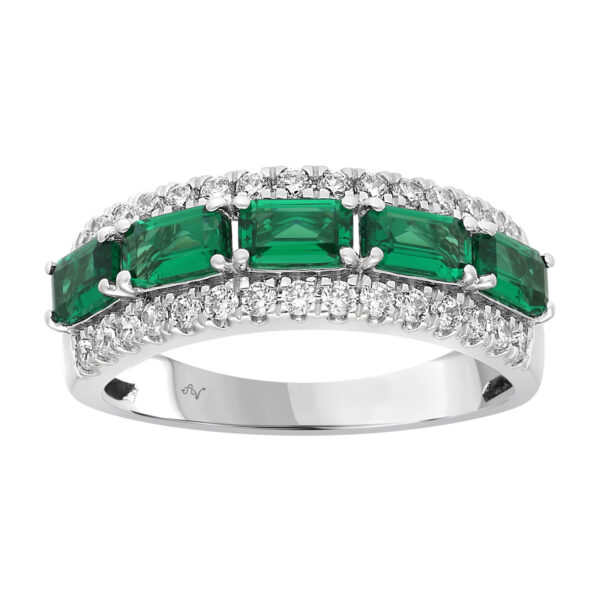 LADIES BAND 1.65CT ROUND/EMERALD DIAMOND 14K WHITE GOLD