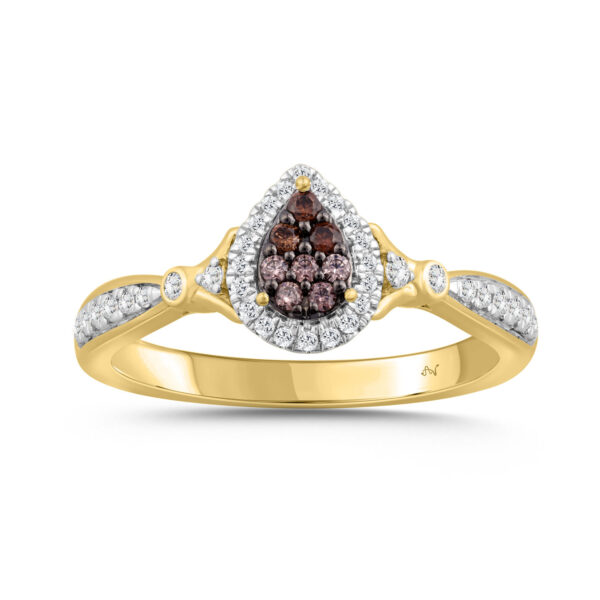 LADIES RING 0.25CT ROUND/DARK BROWN DIAMOND 10K YELLOW GOLD