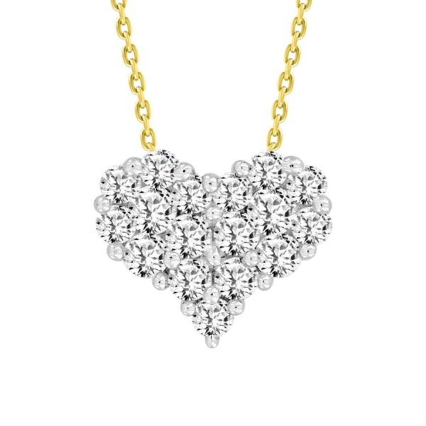 Elegant 10K Yellow Gold Diamond Heart Pendant 0.30Ct Round Diamond Pendant With Chain For Women