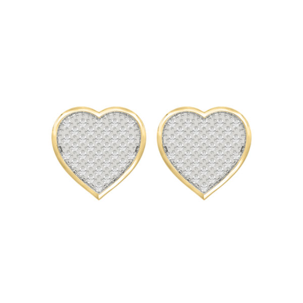 Yuva Brand 10K Yellow Gold 0.25Ct Round Diamond Heart Shaped Earrings Stylish Women Diamond Fashion Earrings