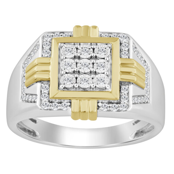 Sterling Silver Men'S 0.25CT Round Diamond Fashion Engagement Ring Elegant Wedding Jewelry