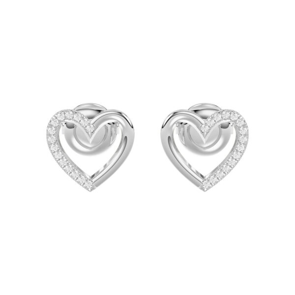 LADIES EARRINGS 0.10CT ROUND DIAMOND 14K WHITE GOLD