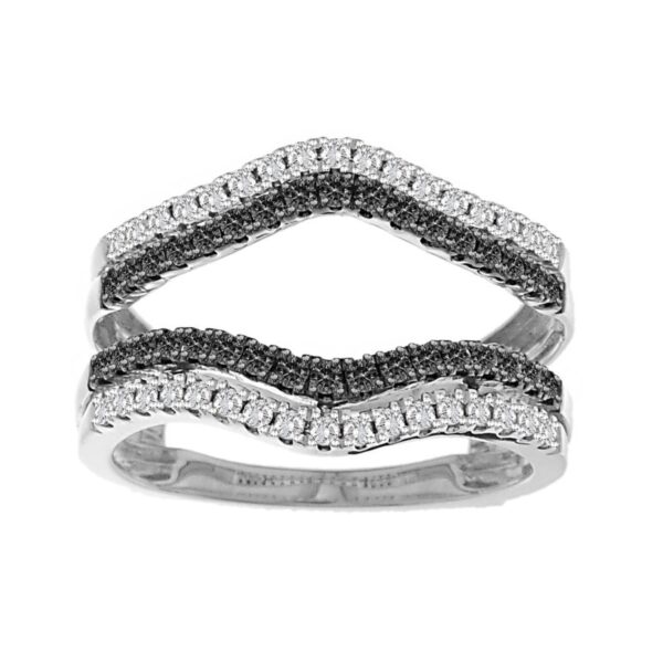 LADIES WRAP RING 0.50CT ROUND/BLACK DIAMOND 14K WHITE GOLD